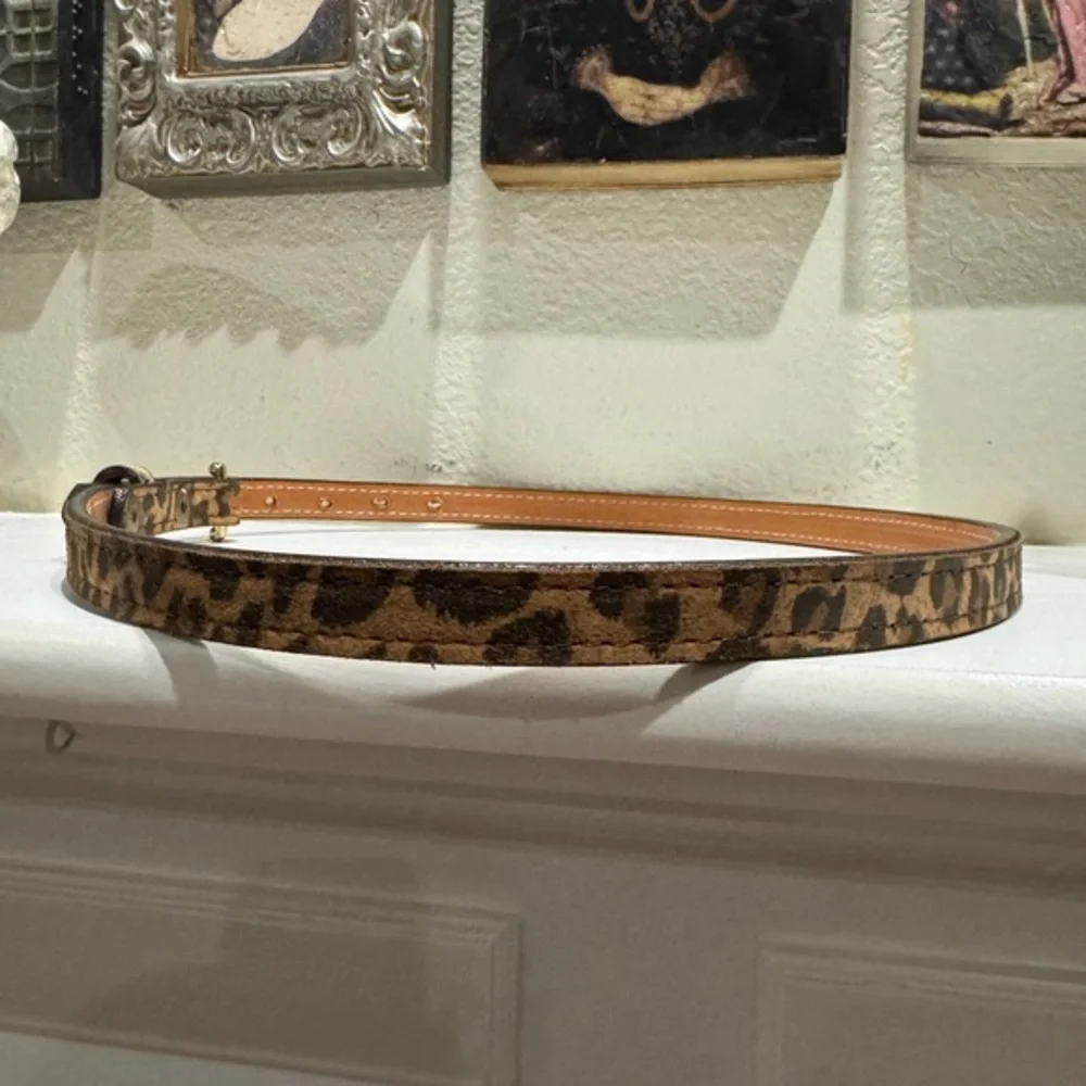 Double J Saddlery Cheetah Print Suede Print Leather‎ Belt, Brass Buckle, Size 34